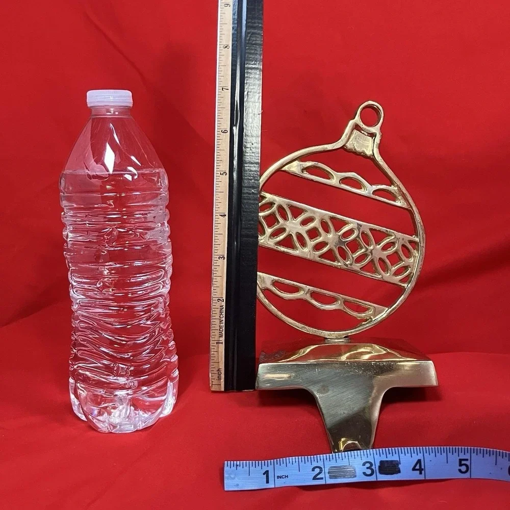 Vtg Restoration Hardware Brass Stocking Hanger / Ball Ornament Christmas India - Picture 2 of 13